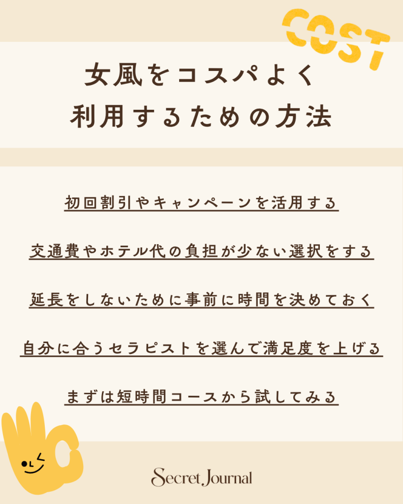 女風をコスパよく利用するための方法