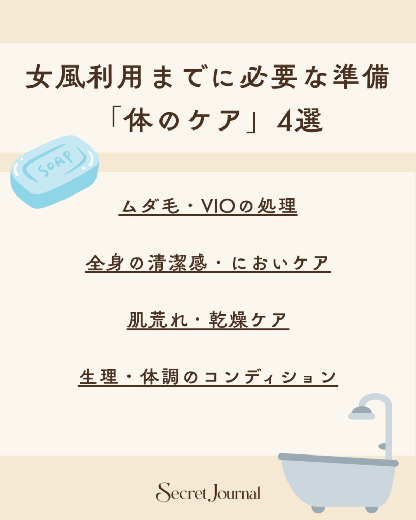 女風利用当日までに必要な準備「体のケア」4選
