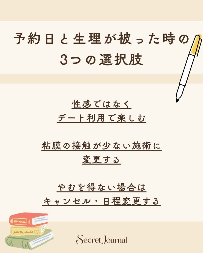 予約日と生理が被った時の3つの選択肢